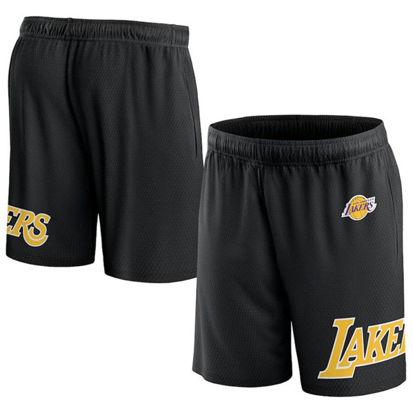 Men's Los Angeles Lakers Black Free Throw Mesh Shorts - Click Image to Close